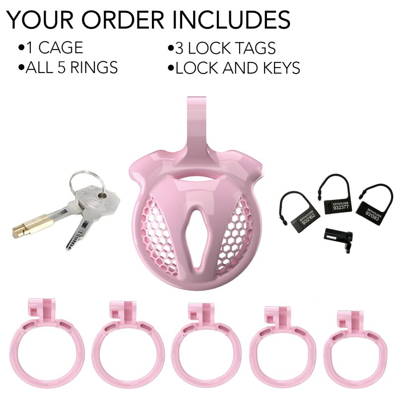 flat pink chastity cage