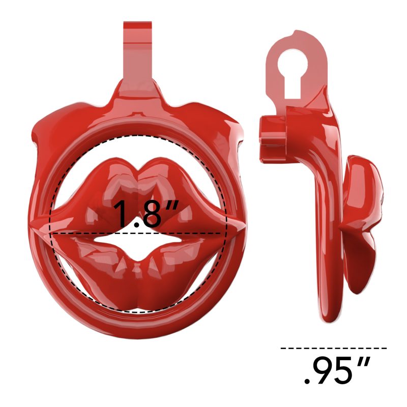 Red lips flat chastity cage