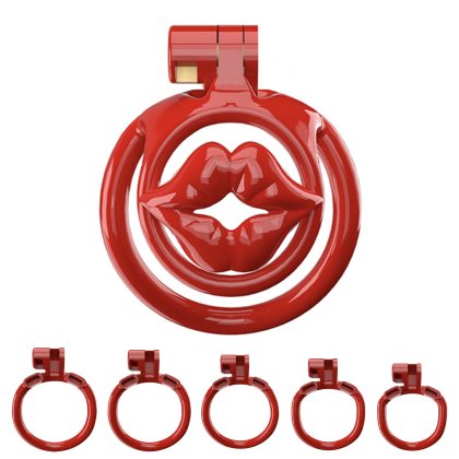 Red lips flat chastity cage