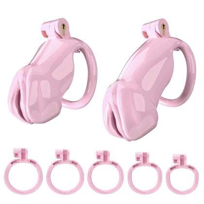 Pink solid chastity device